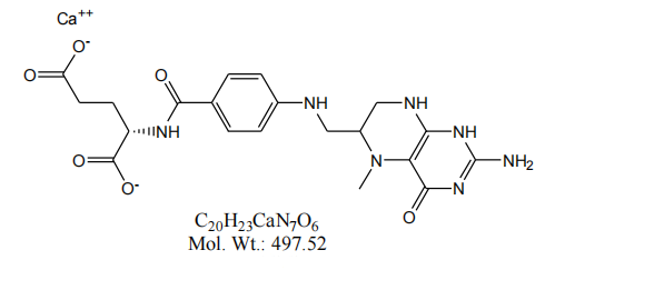 Kemisk struktur av kalcium L-5-metyltetrahydrofolat